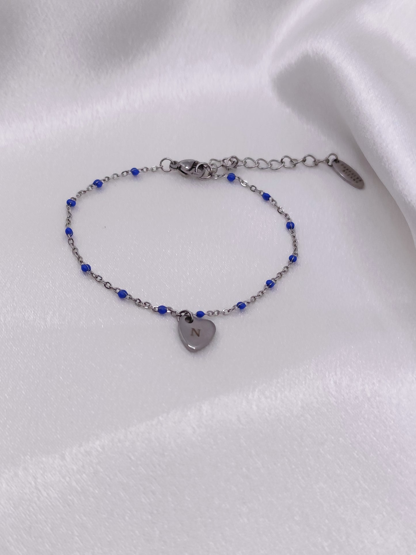 Bracelet initiale petit cœur gravé