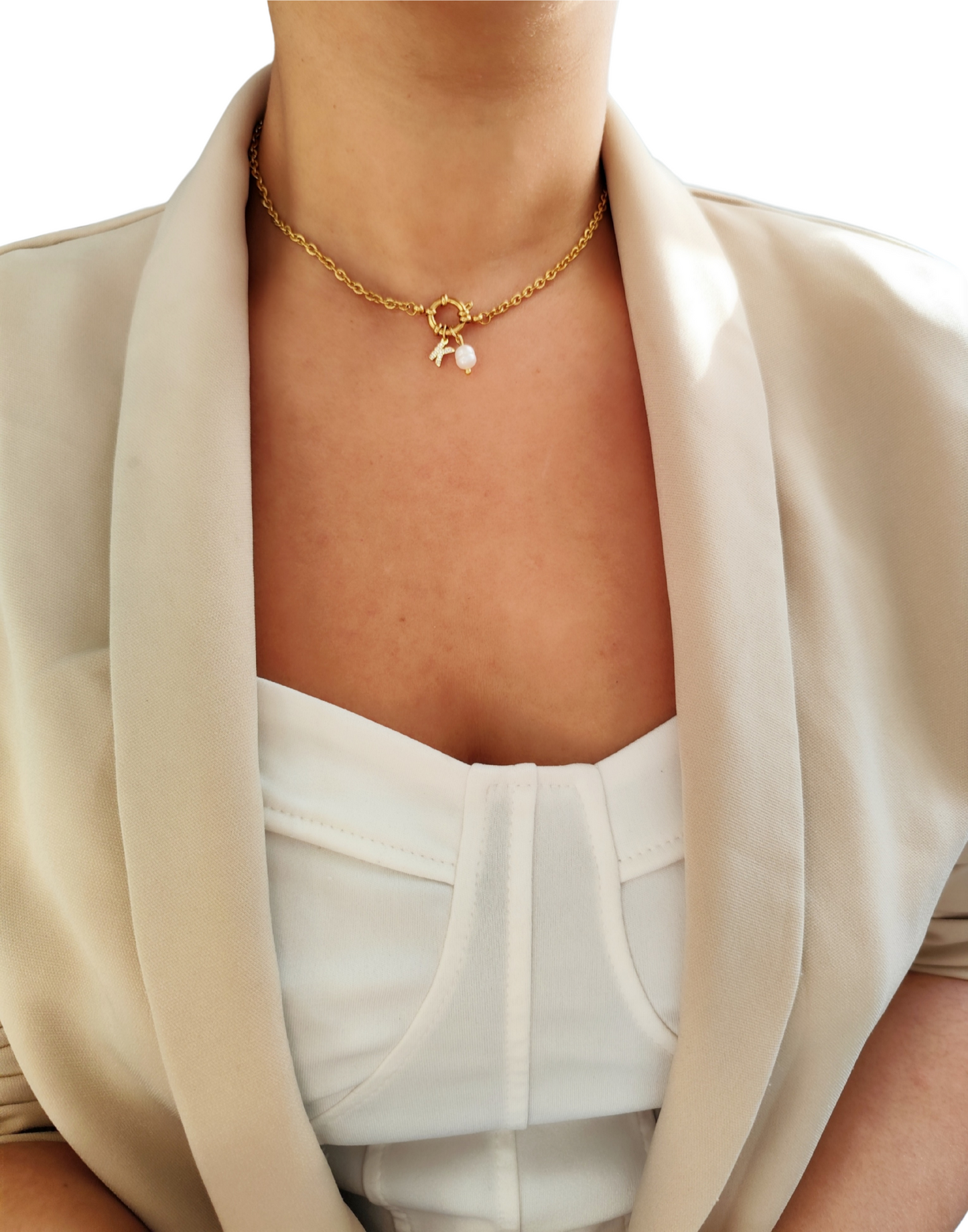 Collier initiale perle