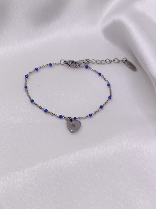 Bracelet initiale petit cœur gravé