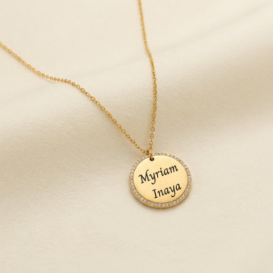 Collier rond étincelle gravé