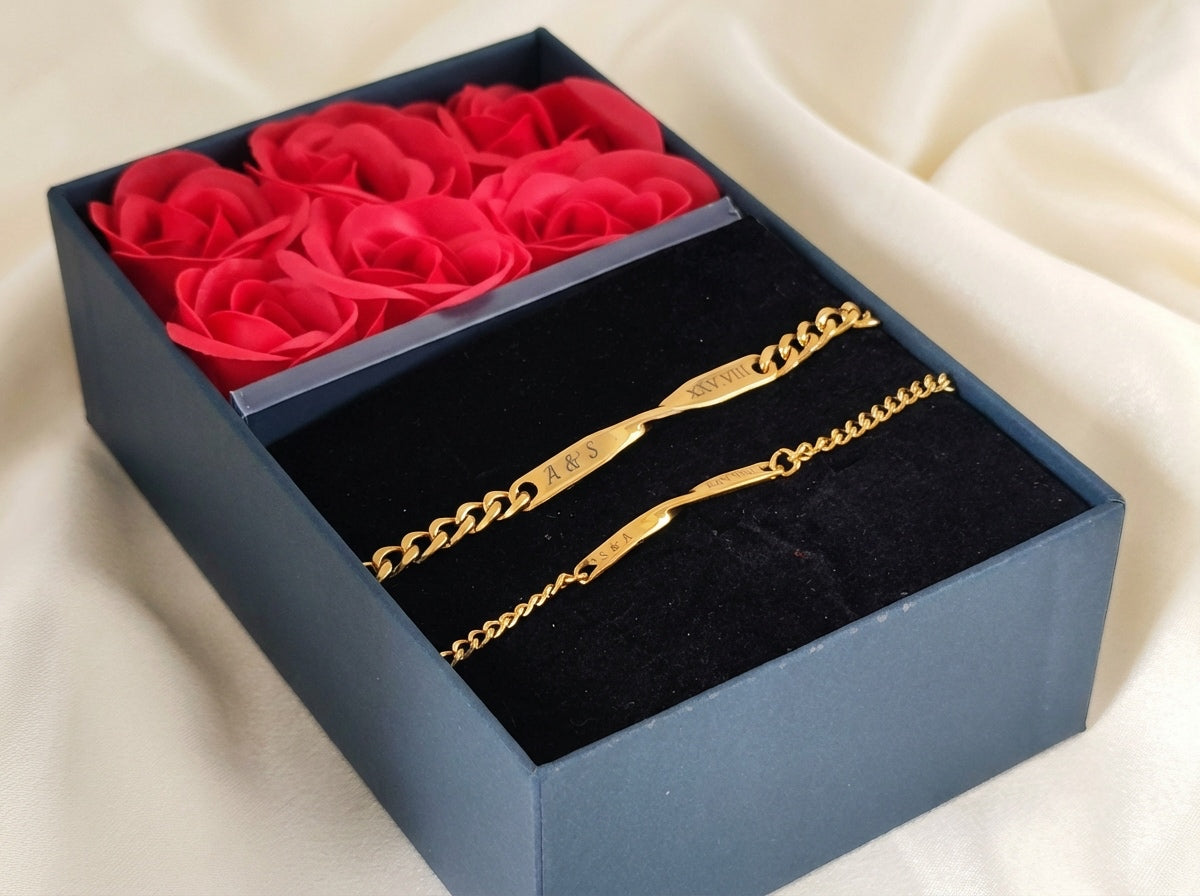 Coffret couple gourmette (gravure incluse)