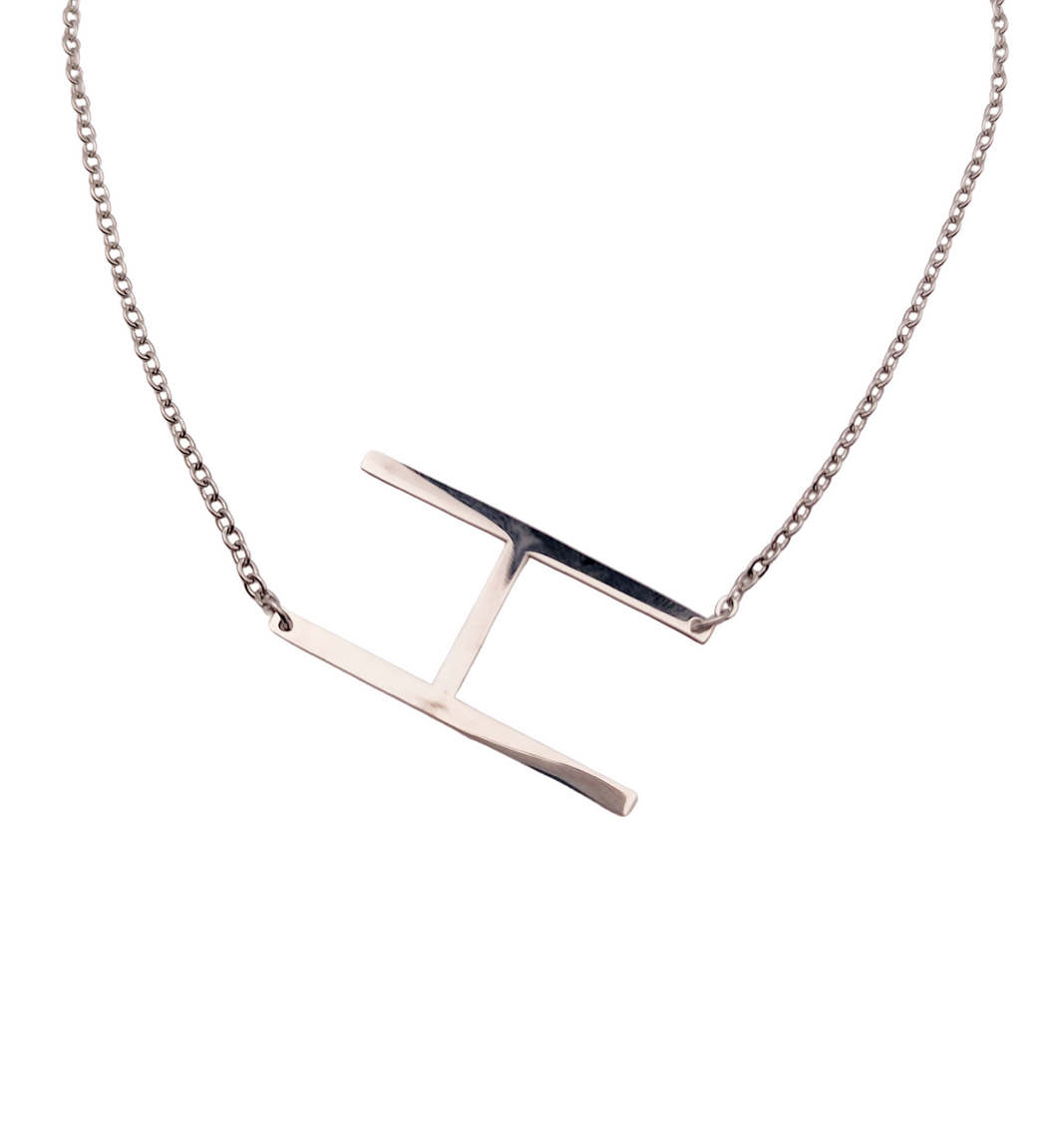 Collier Grande Lettre Argenté