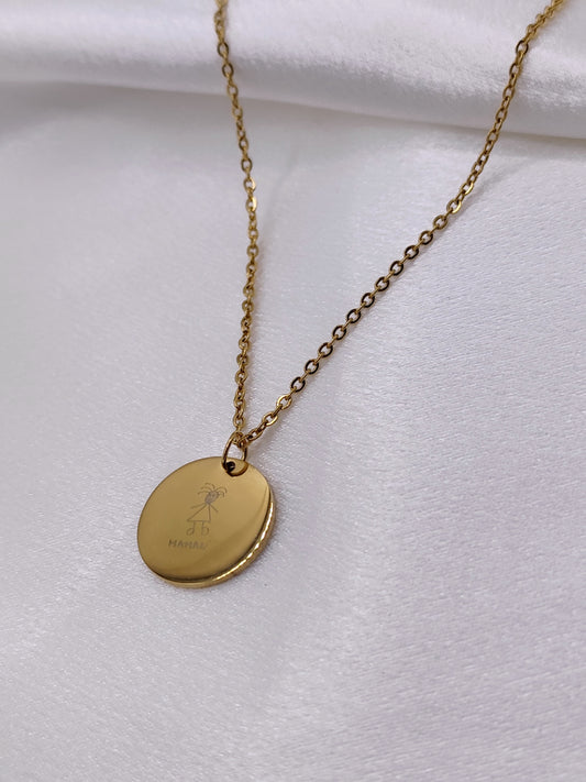 Collier médaille ronde gravé